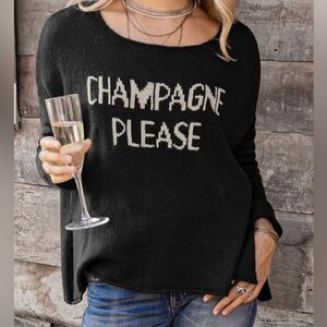 Wooden Ships sweater “Champagne Please” Black Knit Size M/L